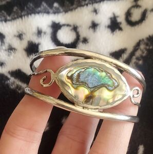 Vintage Silver Abalone Shell Bracelet